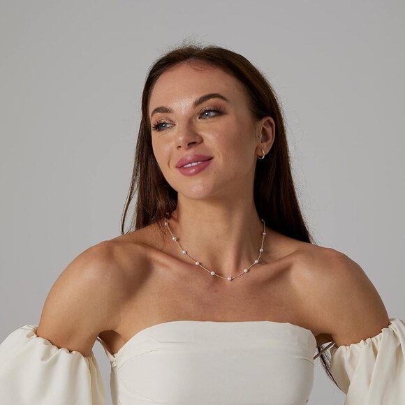 14K Gold Plated Pearl Necklace for Women Dainty Delicate Jewelry Gift - Picture 3 of 7